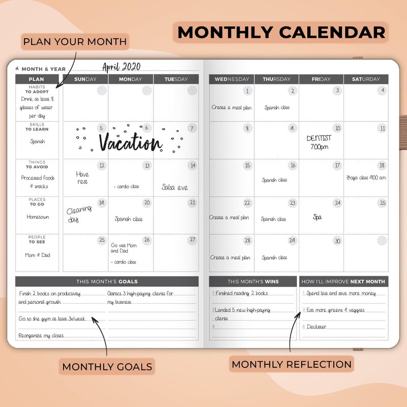 Clever Fox Planner â€“ Undated Weekly & Monthly Planner for Productivity, Time Management & Goals â€“ Organizer Journal â€“ A5 (Pearl) - Image 4
